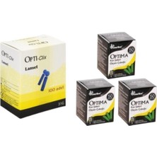 Optima Ölçüm Stribi 150 Adet + 100 Adet Lanset Delme-Kalem Iğnesi
