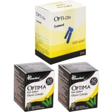 Optima Ölçüm Stribi 100 Adet + 100 Adet Lanset Delme-Kalem Iğnesi