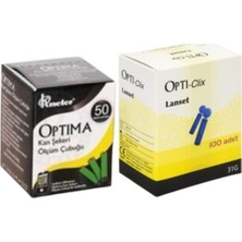 Optima Ölçüm Stribi 50 Adet + 100 Adet Lanset Delme-Kalem Iğnesi