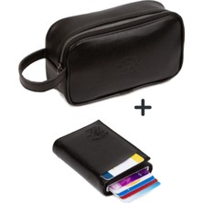 Newish Erkek Portföy Traşlık El Çantası Rfıd Korunmalı Mekanizmalı Cüzdan ve Kartlık NEW277