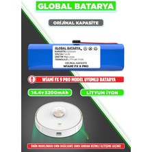 Global Batarya Wiami Fx 9 Pro Uyumlu Akıllı Robot Süpürge Bataryası 14.4V 5200MAH Li-Ion Pil (Orijinal Kapasite)