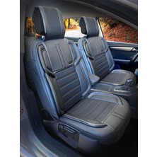 Konforum Oto Koltuk Kılıfı Vip Deri ve Kumaş Seti Siyah