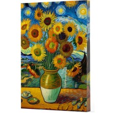 Aesco Van Gogh 10 - Ayçiçekleri Çizgili Yan Boyamalı Defter