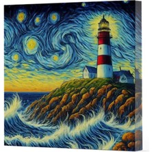 Aesco Van Gogh 8 Deniz Feneri - Çizgisiz Yan Boyamalı Defter