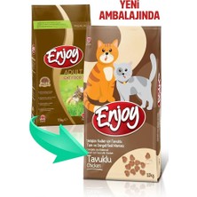 Enjoy Tavuklu Yetişkin Kedi Maması 15 kg Tam ve Dengeli Beslenme için Lezzetli Tavuk