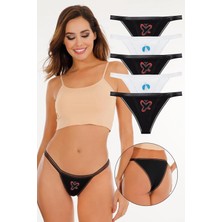 Sensu Kadın Pamuklu Taş Baskılı 5'li Slip Külot Set - KTS3043
