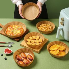 İsmiyle Al 100 Adet  Air Fryer Pişirme Kağıdı Tek Kullanımlık  Yağlı Kağıdı Yuvarlak Tabak Model