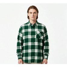 Cüsseli Büyük Beden Gömlek Haki Renkli Uzun Kol Erkek Günlük Bol Kesim Tek Cep