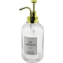 Go İthalat Yuvarlak Cam Şişe - Şeffafsıvı Sabunluk 500ML Pompa - Musluk Ayrık Model Başlı (3791)