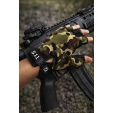 Single Swrod Taktik Eldiven Yarım Parmak Asker Polis Dağcı Avcı Sporcu Kamuflaj S