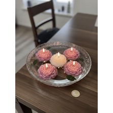 Yasmella Home Pembe Beyaz Yüzen Şakayık Gül Mum (5"li)