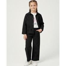 Ege Bebek Kız Çocuk 5-12 Yaş Çiçek Motifli Keten Pantalonlu, Dar Kalıp Ceketli 3'lü Şık Bayramlık Takım