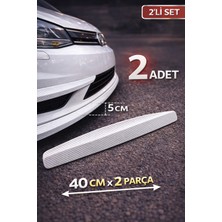 Toyfest Beyaz Karbon Desenli Tampon Koruyucu 40cm 2’li Set Çizik Önleyici Oto Aksesuar