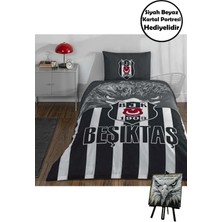 Taç Lisanslı Beşiktaş Şanlı Kartal Tek Kişilik Nevresim Takımı Mini 3D Portre Hediyeli