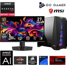 Go Gamer PS02D MSI Prospect / AMD Ryzen 7 7800X3D / X870 / 128GB DDR5 6000Mhz Ram / RX 9070XT 16GB / 2TB Gen5 NVMe SSD / 360mm Sıvı Soğutma / MSI 27" 2K OLED / AMD Gaming Paket