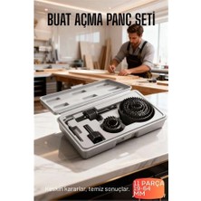 Belle Fusion Mey Ithalat® 11 Parça Profesyonel Panç Buat Açma Seti - Ahşap ve Alçıpan Delme Testere Seti (19-64 Mm)