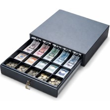 Metal Para Çekmecesi – 4 Banknot 8 Bozuk Para Bölmeli – Kilitli Yazar Kasa Para Çekmecesi