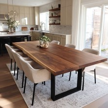 BRK Design Doğal Ahşap Çok Amaçlı Masa – Yemek, Çalışma ve Ofis Masası