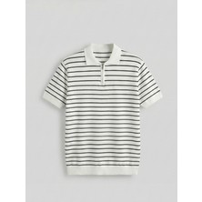 Kastrioti Premium Fermuarlı Yan Çizgili Old Money Triko Polo Yaka T-Shirt