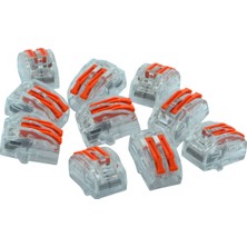 Hit Dükkan 10 Adet Basmalı Mandallı Vidasız Kablo Klemensi Şeffaf 2’li Hızlı Bağlantı Konnektörü