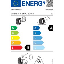 Continental 285/55R16C 126N Van Contact All Season 10PR Hafif Ticari Dört Mevsim (Üretim TARIHI:2024)