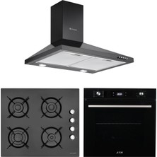 Eminçelik ve Afm Tech Marka / Burgo Siyah Turbolu  Ankastre Set (FM7700 + 12225  +1420 B60 Piramit)