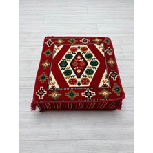 Bakırözü Home Yörük Kırmızı Modeli Çökmeyen Süngerli Şark Köşesi Orta Sehpa (60 x 60 x 20 Cm)
