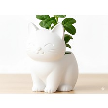 Kedi Figürlü Saksı – Dekoratif Mini Vazo – 3D Baskı Masa & Ofis Bitki Saksısı