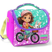 Coral High Kids Mor Pembe Bisikletli Kız Desenli Thermo Beslenme Çantası 12791