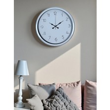Mey İthalat Mey Ithalat® Sade Tasarım Beyaz 40 cm Metal Standart Duvar Saati