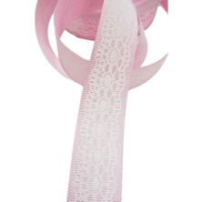 Akıllı Durak Tafta Dantel Görünümlü Kurdele Pembe 25 mm 5 Metre