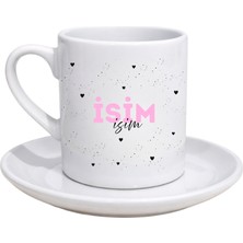 Myworldorganization Özel Tasarım Isimli Baskılı Kahve Fincanı, Kalp Detaylarla Tasarlanmış Hediye Fincan, Istediğiniz Ismi ve Yazıyı Yazabiliriz, 300ML