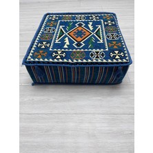 Bakırözü Home Anadolu Mavi Modeli Çökmeyen Süngerli Şark Köşesi Orta Sehpa (60 x 60 x 20 Cm)
