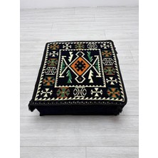 Bakırözü Home Anadolu Lacivert Modeli Çökmeyen Süngerli Şark Köşesi Orta Sehpa (60 x 60 x 20 Cm)