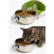 Papağanhane Vidalı Paslanmaz Mama & Su Kabı 20 Oz – Kuş, Kedi, Köpek Için (Dayanıklı Metal Kase)