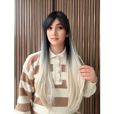 Aura Peruk Siyah Platin Ombreli Düz Perçemli Şahane Matlığa Sahip Modelimiz