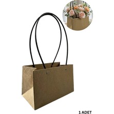 Roco Paper Co. Kraft Çiçek Çantası, Su Geçirmez Plastik Saplı Hediye ve Saksı Taşıma Çantası, 11.5X21X13 Cm, 1 Adet