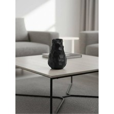 Siyah Dekoratif Faset Desenli Vazo | 3D Baskı