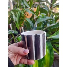 Satori Design Çizgili Seri Seramik El Yapımı Kupa Bardak Kulpsuz