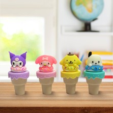 Milky Ada Toys Sanrio Dondurma Külahı Sevimli Karakterler Renkli Keçeli Kalem 4 Adet 7 cm x 3 cm