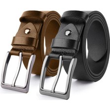 MIPEK DERI 2li 100 % Hakiki Deri Kot Kumaş Kanvas Pantolona Uyumlu Kemer