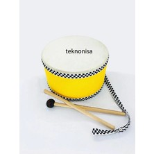 Teknonisa 3 Adet Deri Oyuncak Çocuk Davulu 20 cm  Orijinal Deri Askılı Çocuk Davul Karışık  Renk