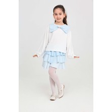 Modanino Kız Çocuk 2'li Elbise -Kat Kat Etekli ve Fiyonk Detaylı 3-12 Yaş 12520