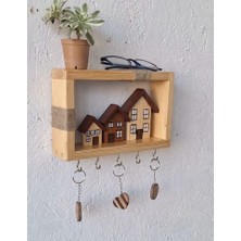 Masif Ahşap Duvar Rafı ve Anahtarlık