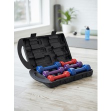 CKSpor 10 kg Renkli ve Çantalı Vinil Dambıl Seti – Demir Dolgulu, Vinly Kaplamalı Konforlu Fitness Ağırlık Seti