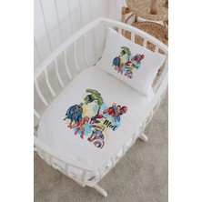 Lilabio Isme Özel %100 Pamuk Lastiksiz Park Yatak Çarşaf Seti (100X120) Kahramanlar