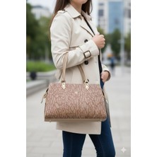 Shoemix Hakiki Vizon Timsah Desenli Lüks Kadın Omuz ve El Çantası -Şık Tasarım Günlük Çanta