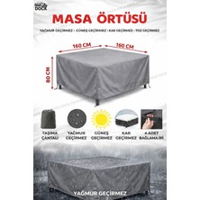 Dock Bahçe-Mobilya Brandası Masa ve Sandalye Tam Kapama-Tam Koruma 160X160X80 cm (Gri)