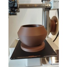 Modern Yuvarlak Dekoratif Saksı | 3D Baskı Pla Plastik | Mat Siyah | 150X150X108 mm