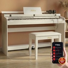 Midex PLX-140 PRO-WH Dijital Piyano Tuş Hassasiyetli Bluetooth 88 Tuşlu Kapaklı (Kulaklık ve Tabure)